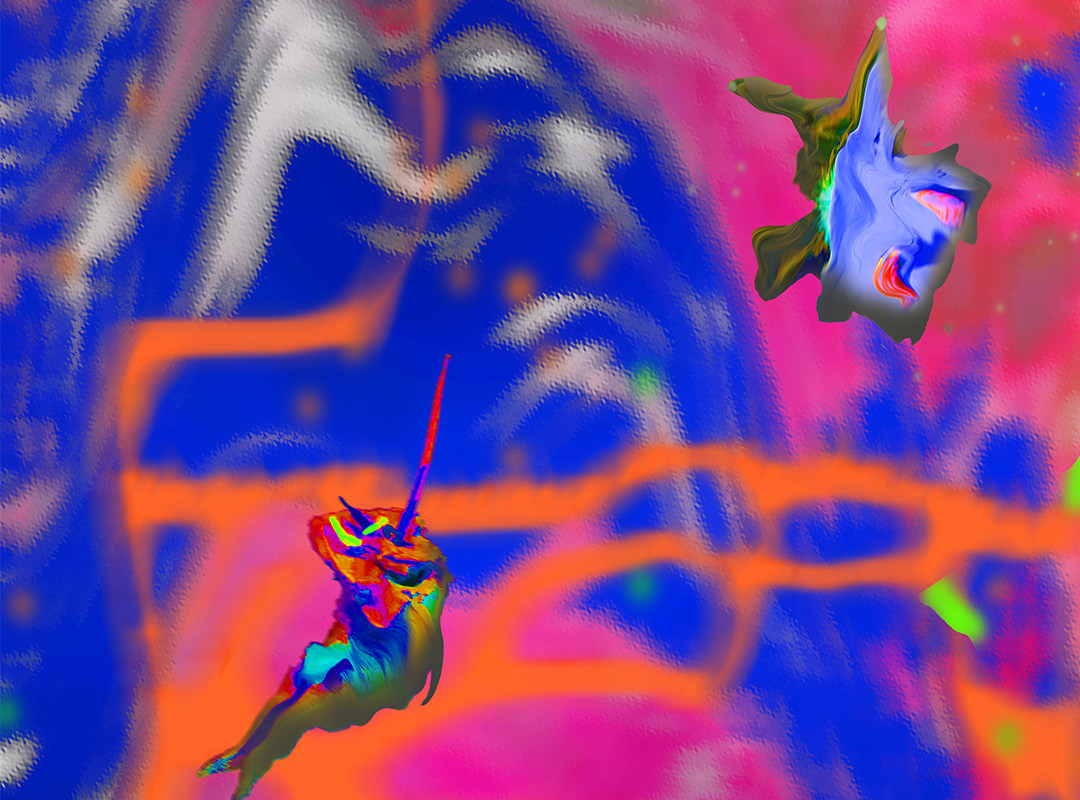 Eine Computergrafik mit grell bunten Schnecken